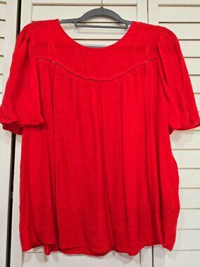 Nanette Lepore Top Size XL Red Fluttery Blouse